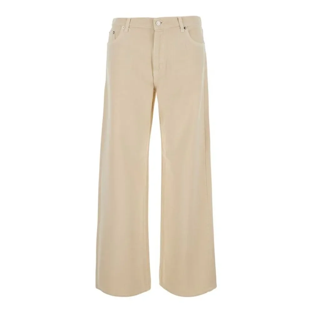 Roy Roger's Women Super Wide Jeans With Tencel And Cotton Beige Women
